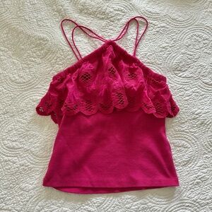 NWOT Anthropologie Ruffled Halter Tank Top Eyelet